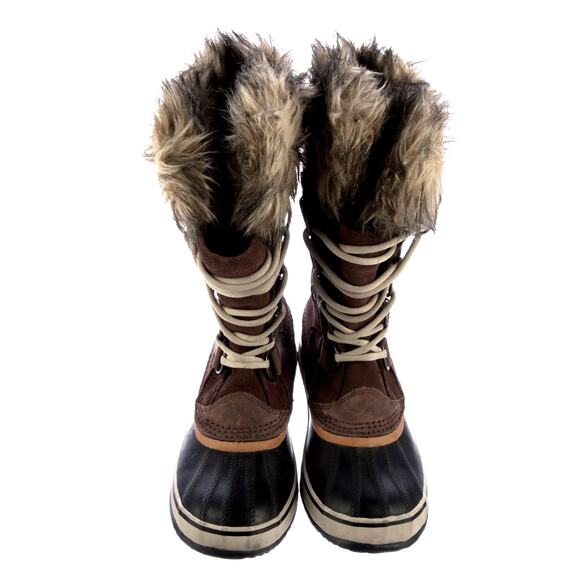 Sorel Womans 8 Joan of Arctic Waterproof Suede Winter Boots Fur Lining Brown EUC - Picture 3 of 5